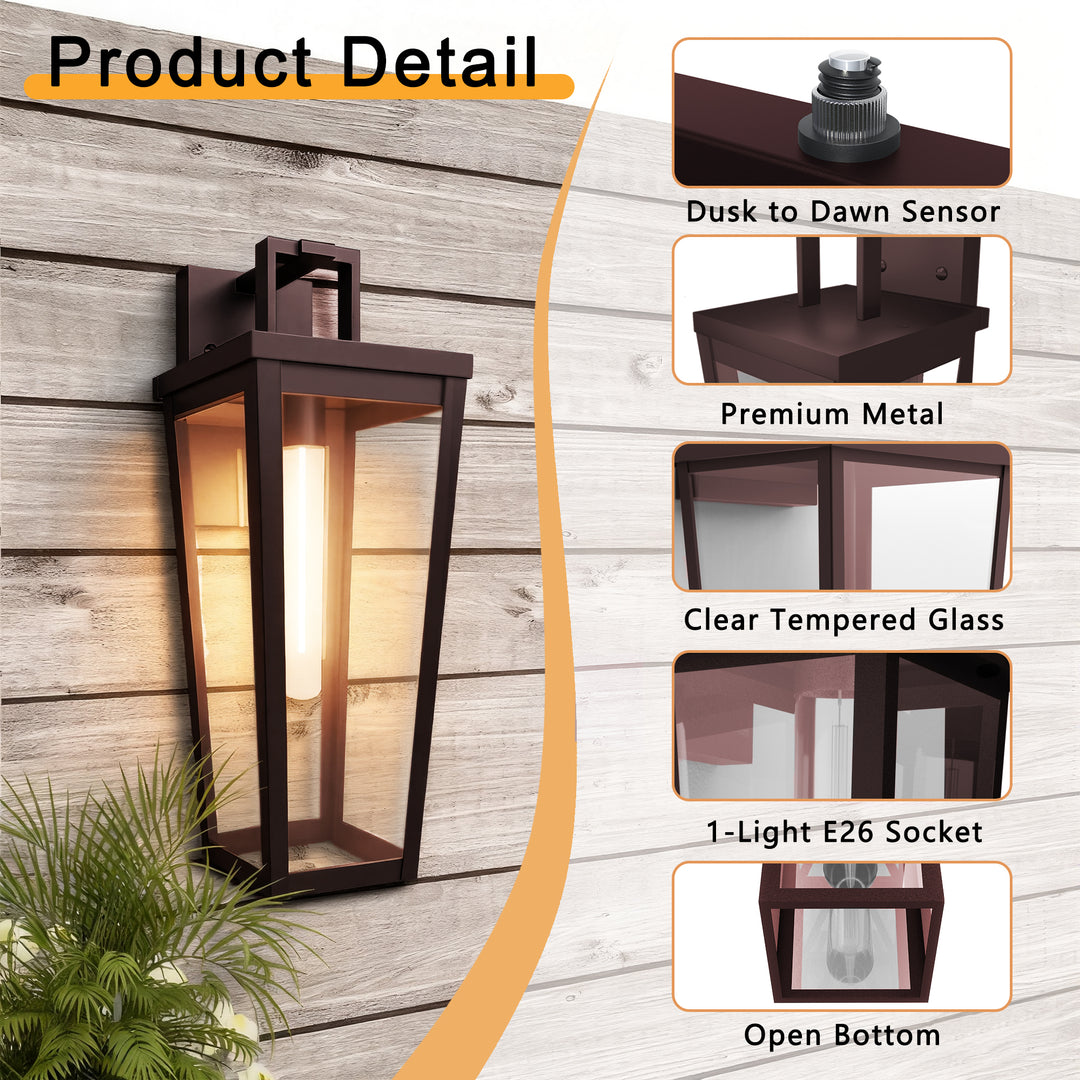 Solstice 16''H Black Wrought Iron Clear Tempered Glass Outdoor Wall Light With Dusk To Dawn #OW7097