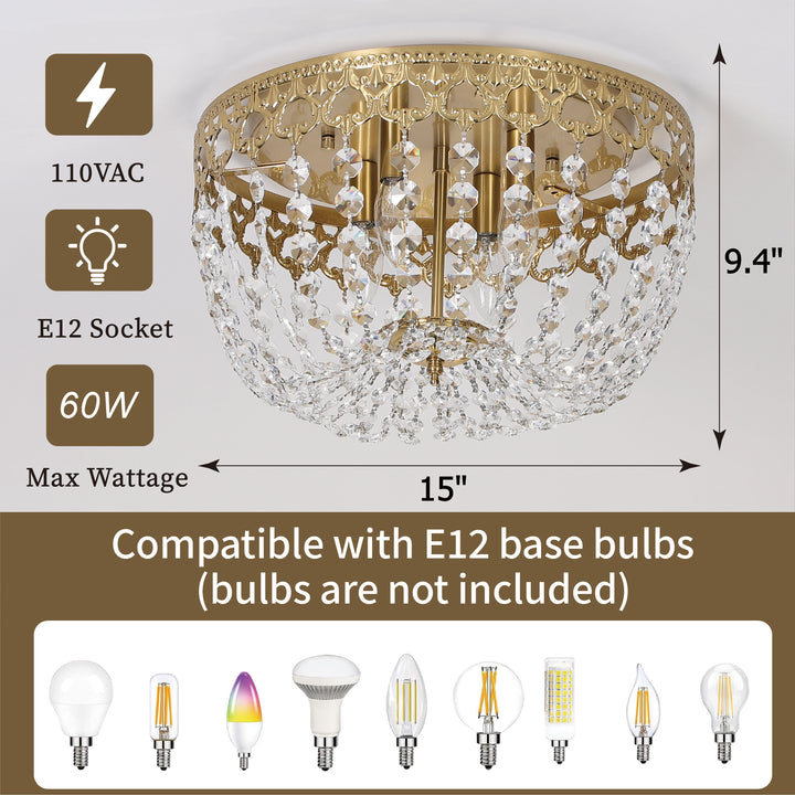 Maxax 4 - Light 15in Simple Bowl Flush Mount Ceiling Light #MX19132