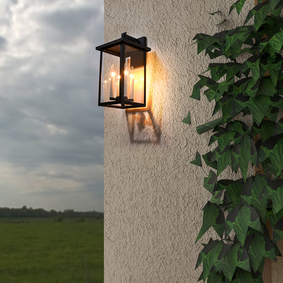 Maxax 16.7 Inch H Outdoor Wall Lantern with Dusk to Dawn #2530-4WL