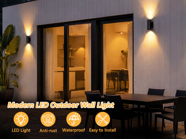 Aluminum Black Outdoor Wall Light (Set of 2) #OW7121