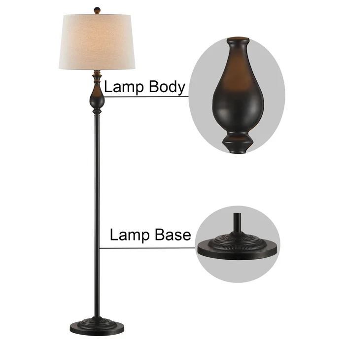 Maxax 62.5 Dimmable Black Floor Lamp with Fabric Shade #F23