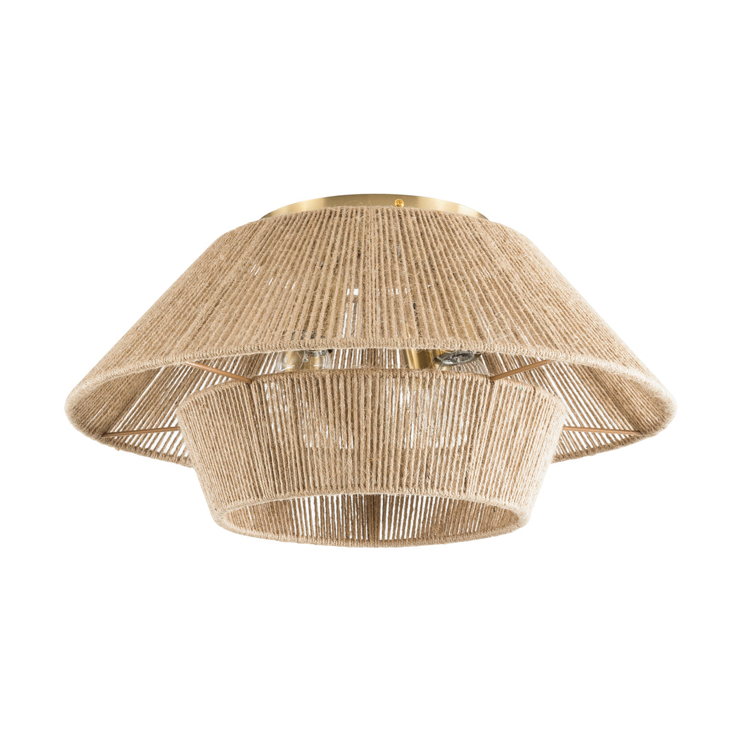 Natural Rattan Semi-Flush Mount Ceiling Light