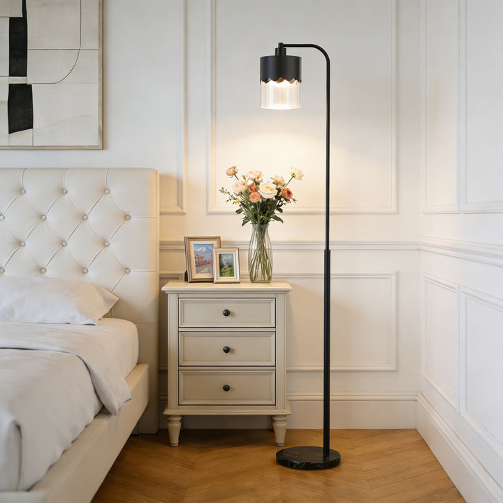 Glimmer 66" Modern Metal Floor Lamp Dual-Layer Shade Bright Lighting Foot Switch For Living Room Bedroom #FGT01