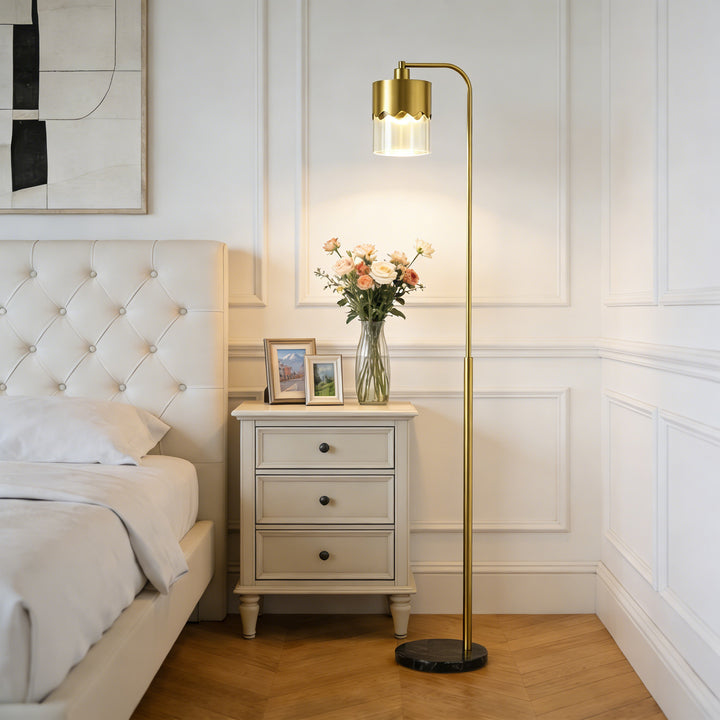 Glimmer 66" Modern Metal Floor Lamp Dual-Layer Shade Bright Lighting Foot Switch For Living Room Bedroom #FGT01