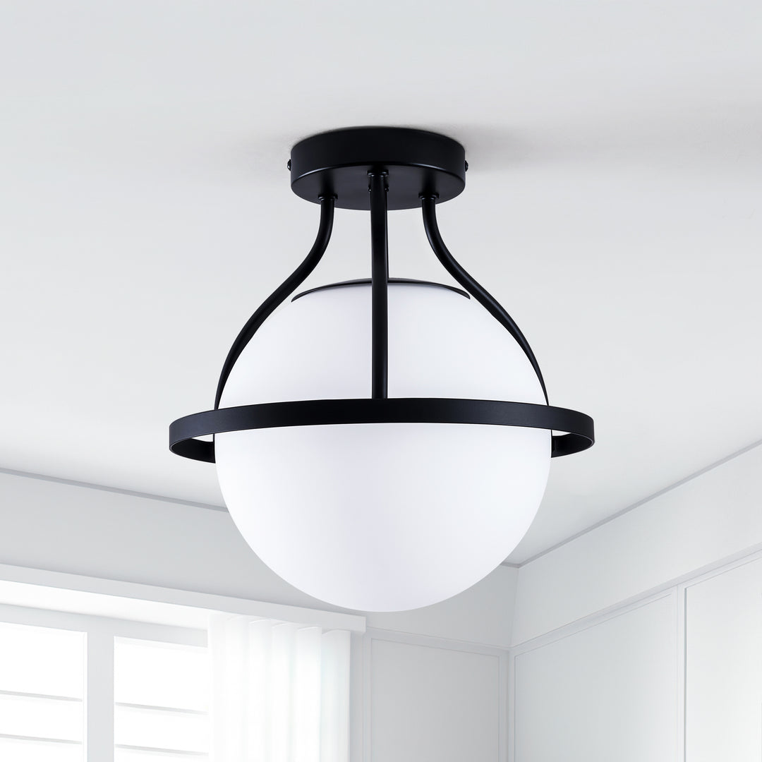 11.2‘’-1 Light Sphere Globe Frosted Glass Semi Flush Mount For Dining Room Hallway See More by Red Barrel Studio #29014