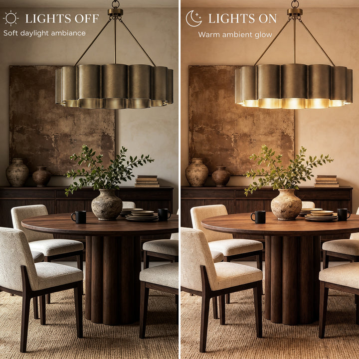 25" Modern Antique Bronze Drum Chandelier with Metal Shade for Dining Room & Bedroom #48013