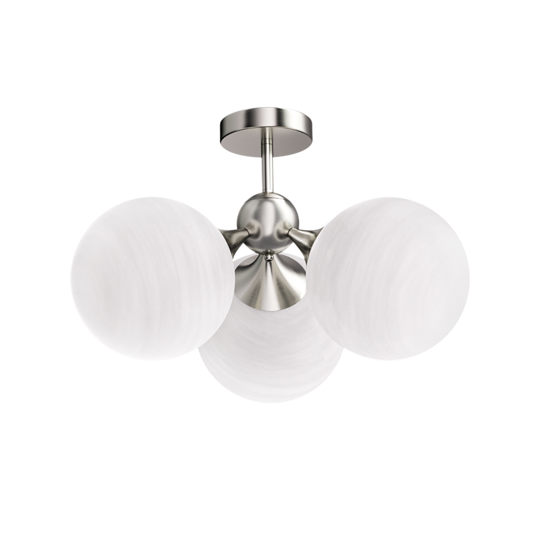 Nimbus 21"-3 Lights Modern Cloud Glass Globe Semi Flush Mount Lighting Fixture For Living Room, Bedroom#29028