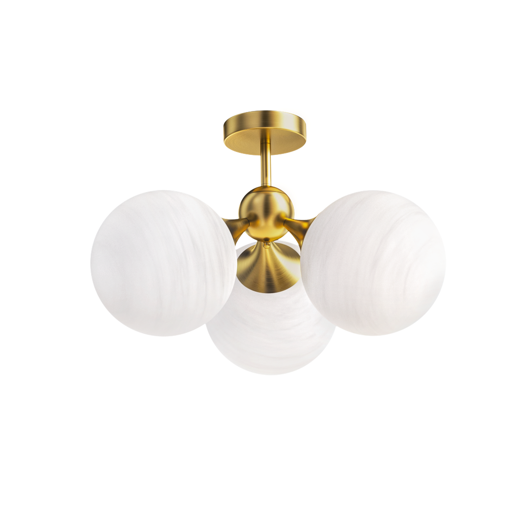 Nimbus 21"-3 Lights Modern Cloud Glass Globe Semi Flush Mount Lighting Fixture For Living Room, Bedroom#29028