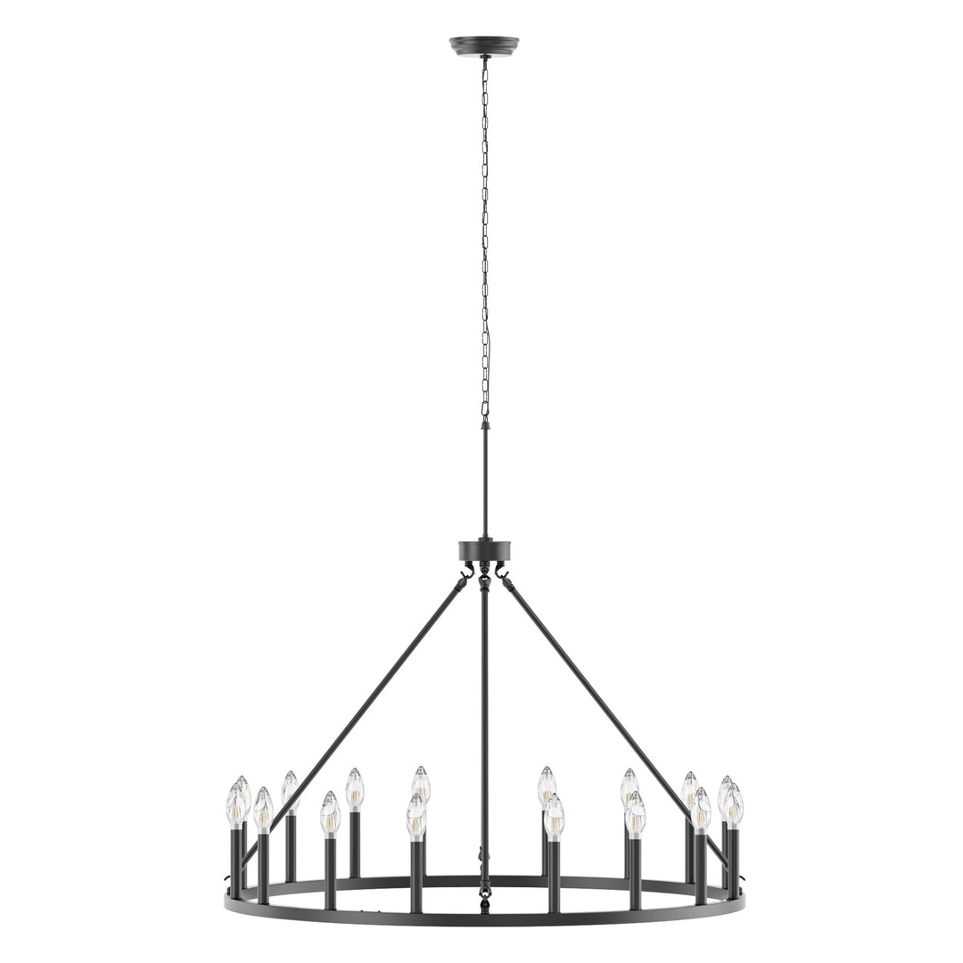16-Light Brushed Gold Candle-Style Wagon Wheel Metal Chandelier For Hallway Bedroom Living Room Dining Room #29007