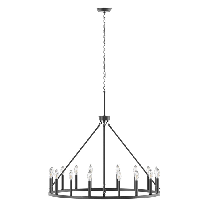 16-Light Brushed Gold Candle-Style Wagon Wheel Metal Chandelier For Hallway Bedroom Living Room Dining Room #29007