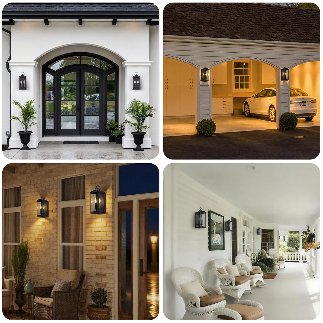 Solstice 19"H 2-Light Tempered Glass Outdoor Wall Lantern With Dusk To Dawn #7069
