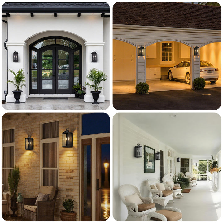 Solstice 19"H 2-Light Tempered Glass Outdoor Wall Lantern With Dusk To Dawn #7069