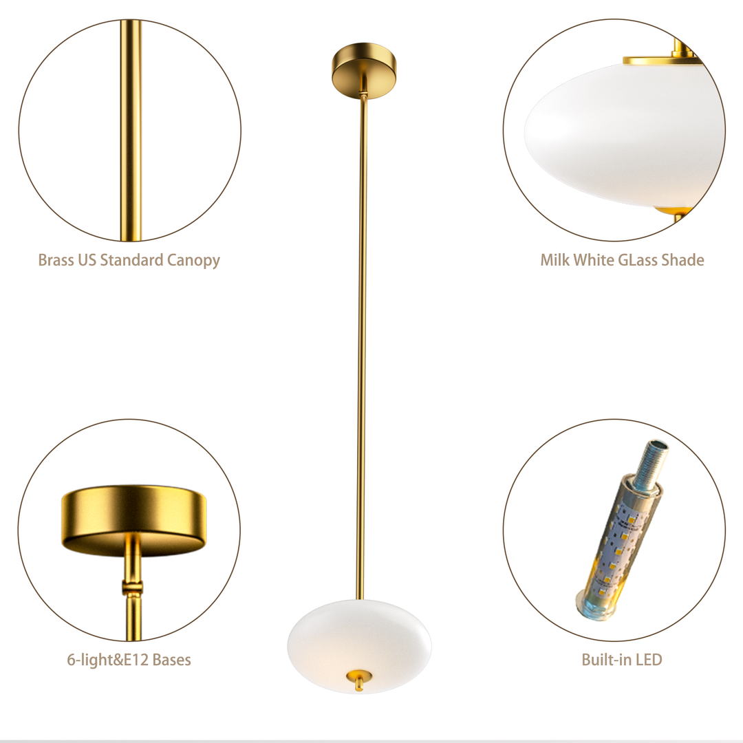 1 - Light Dimmable Modern Glass Led Pendant Light For Hallway/Kitchen Island #29018