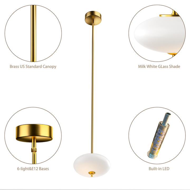 1 - Light Dimmable Modern Glass Led Pendant Light For Hallway/Kitchen Island #29018