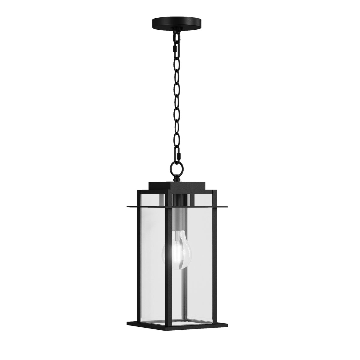 Element 1 - Light 15.8'' H Tempered Glass Outdoor Hanging Lantern #7073-1BK