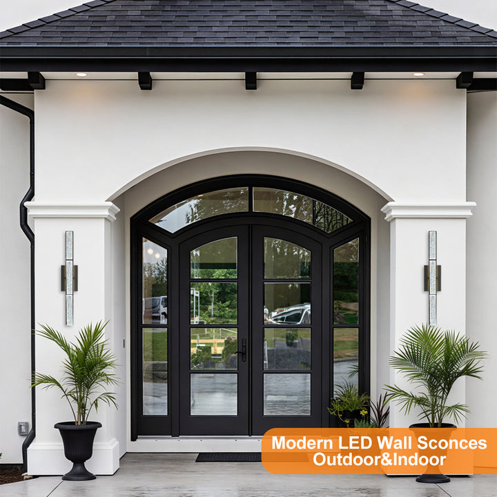 Elysian 24''h Dimmable Led Chrome Iron 3cct Adjustable Outdoor Wall Light With Water Glass #WL7090