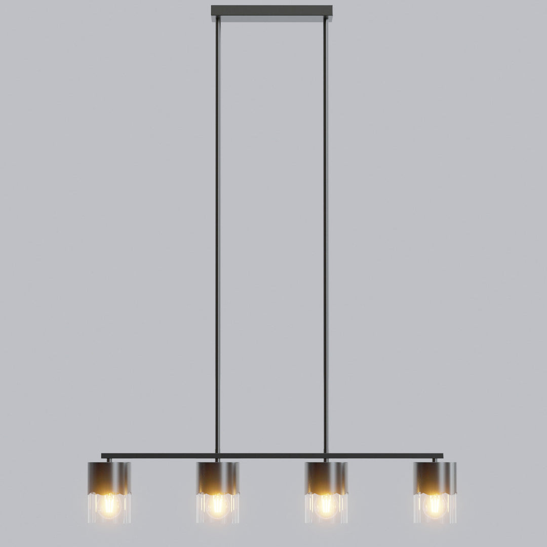 Glimmer 4-Light Metal And Glass Modern Linear Pendant Light With Adjustable Rod For Kitchen Island #29032