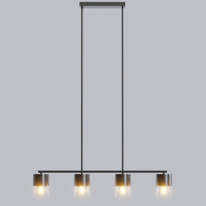 Glimmer 4-Light Metal And Glass Modern Linear Pendant Light With Adjustable Rod For Kitchen Island #29032