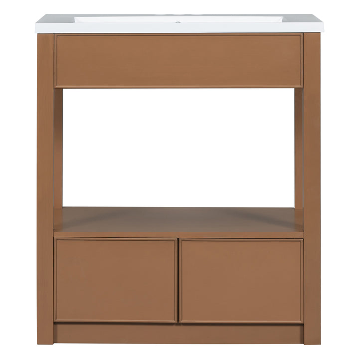 30'' Single Bathroom Vanity Cabinet With Ceramic Top #BV-005-30BN