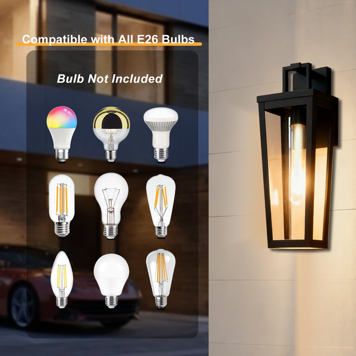 Solstice 16''H Black Wrought Iron Clear Tempered Glass Outdoor Wall Light With Dusk To Dawn #OW7097