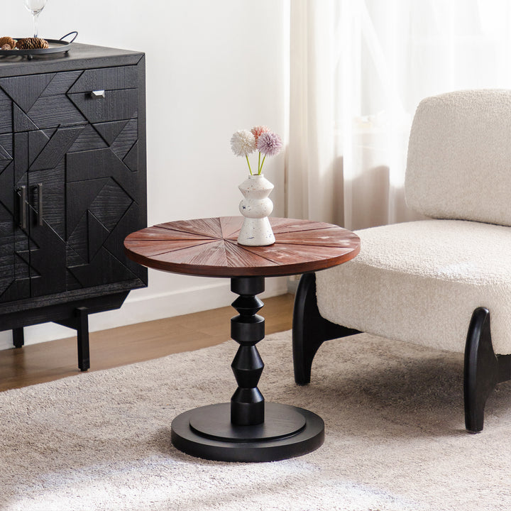 Timeless 23.6" Solid Wood Top Round End Table #25028