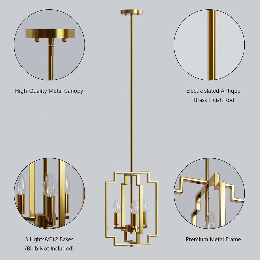 Maxax 3 - Light Lantern Square Chandelier with Wrought Iron Accent #MX1920