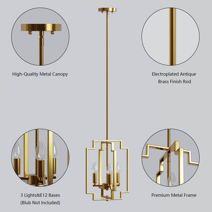 Maxax 3 - Light Lantern Square Chandelier with Wrought Iron Accent #MX1920