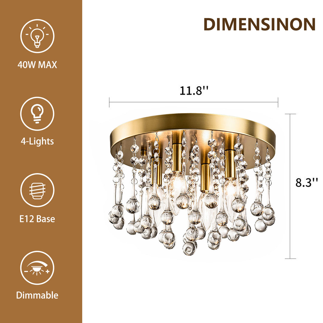 Maxax 4 - Light 11.8in Crystal Pendant Ceiling Lamp #MX19067