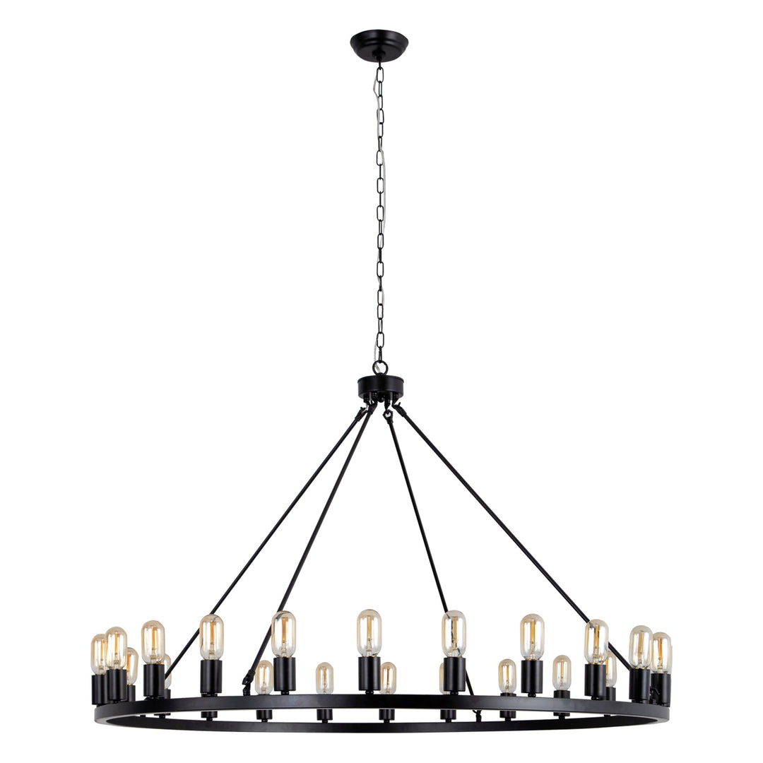 Maxax 24-Light Black Wagon Wheel Chandelie #MX19116