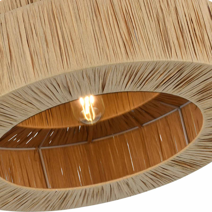 Maxax 1-Lights Round Raffia Paper Curtain Recessed Ceiling Lights #MX5003-C1WD