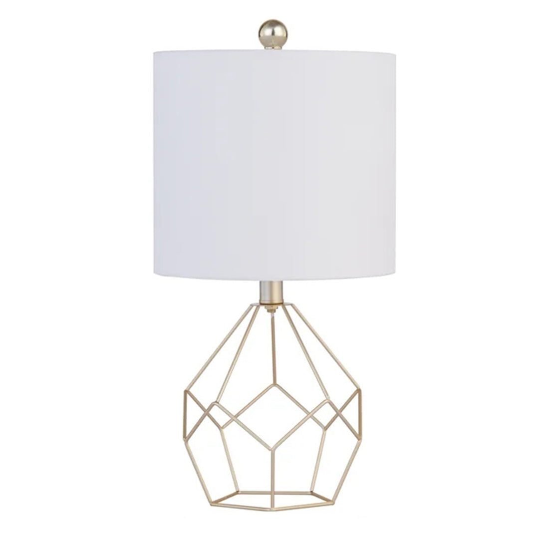 Yullili 19'' Elegant Gold Geometric Table Lamps (Pair) with White Shades