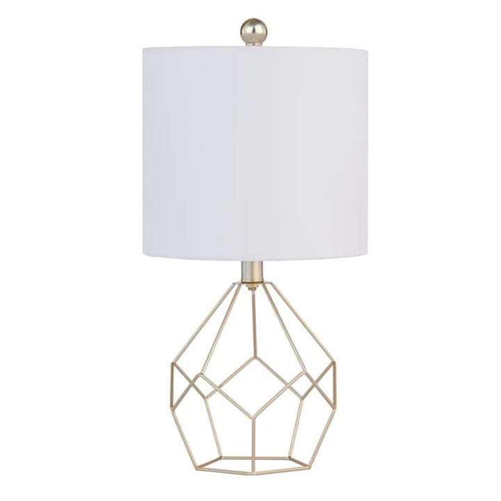 Yullili 19'' Elegant Gold Geometric Table Lamps (Pair) with White Shades #T73