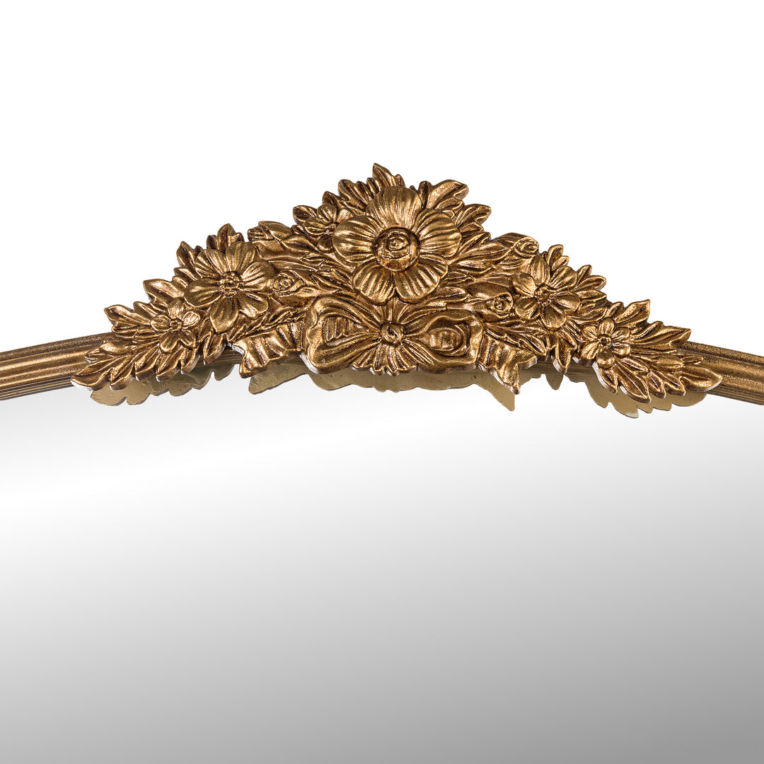 Panorama Vintage Iron Gold Baroque Metal Arched Vanity Mirror For Bedroom&living Room #30010