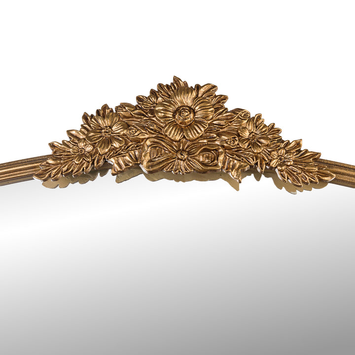 Panorama Vintage Iron Gold Baroque Metal Arched Vanity Mirror For Bedroom&living Room #30010
