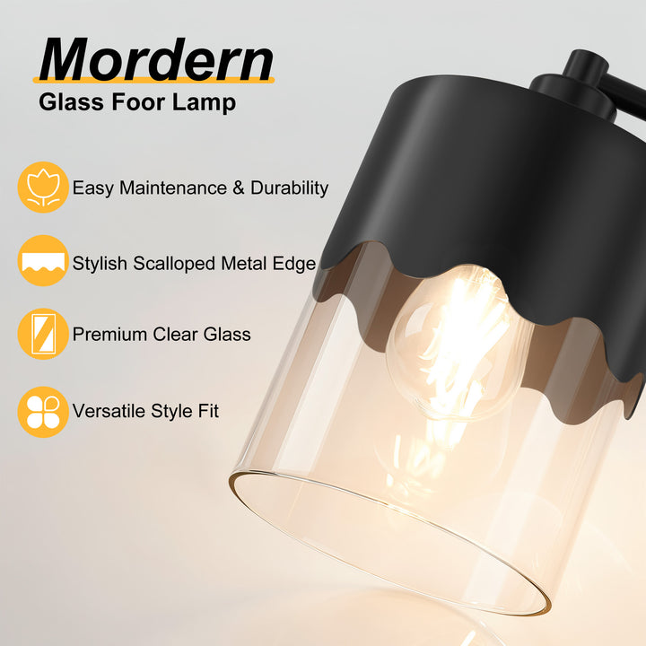 Glimmer 66" Modern Metal Floor Lamp Dual-Layer Shade Bright Lighting Foot Switch For Living Room Bedroom #FGT01