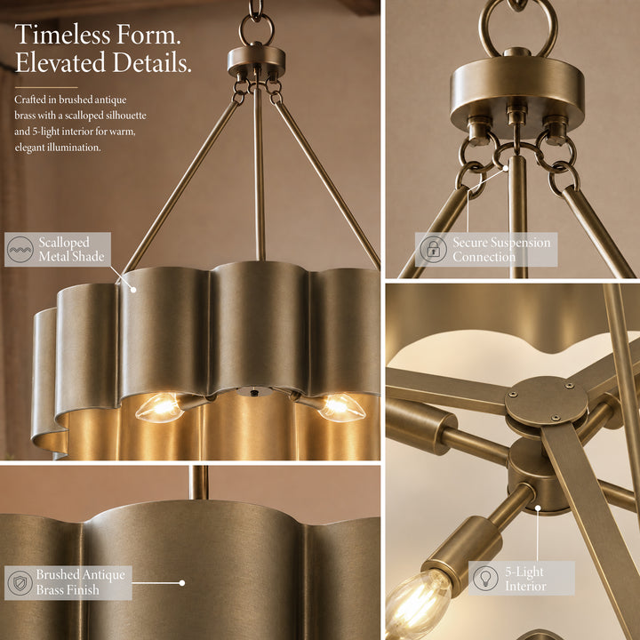 25" Modern Antique Bronze Drum Chandelier with Metal Shade for Dining Room & Bedroom #48013