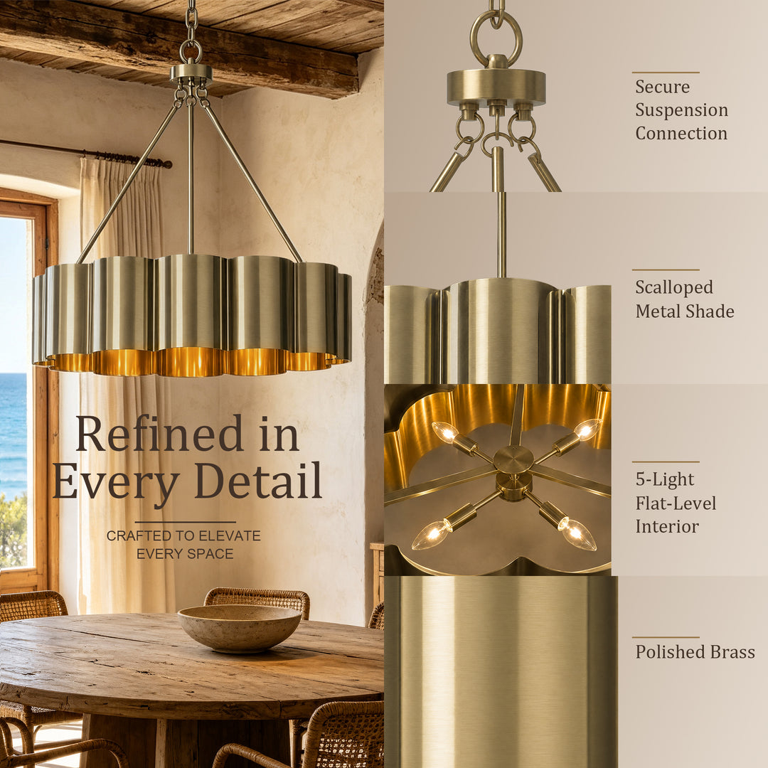 25" Modern Antique Bronze Drum Chandelier with Metal Shade for Dining Room & Bedroom #48013