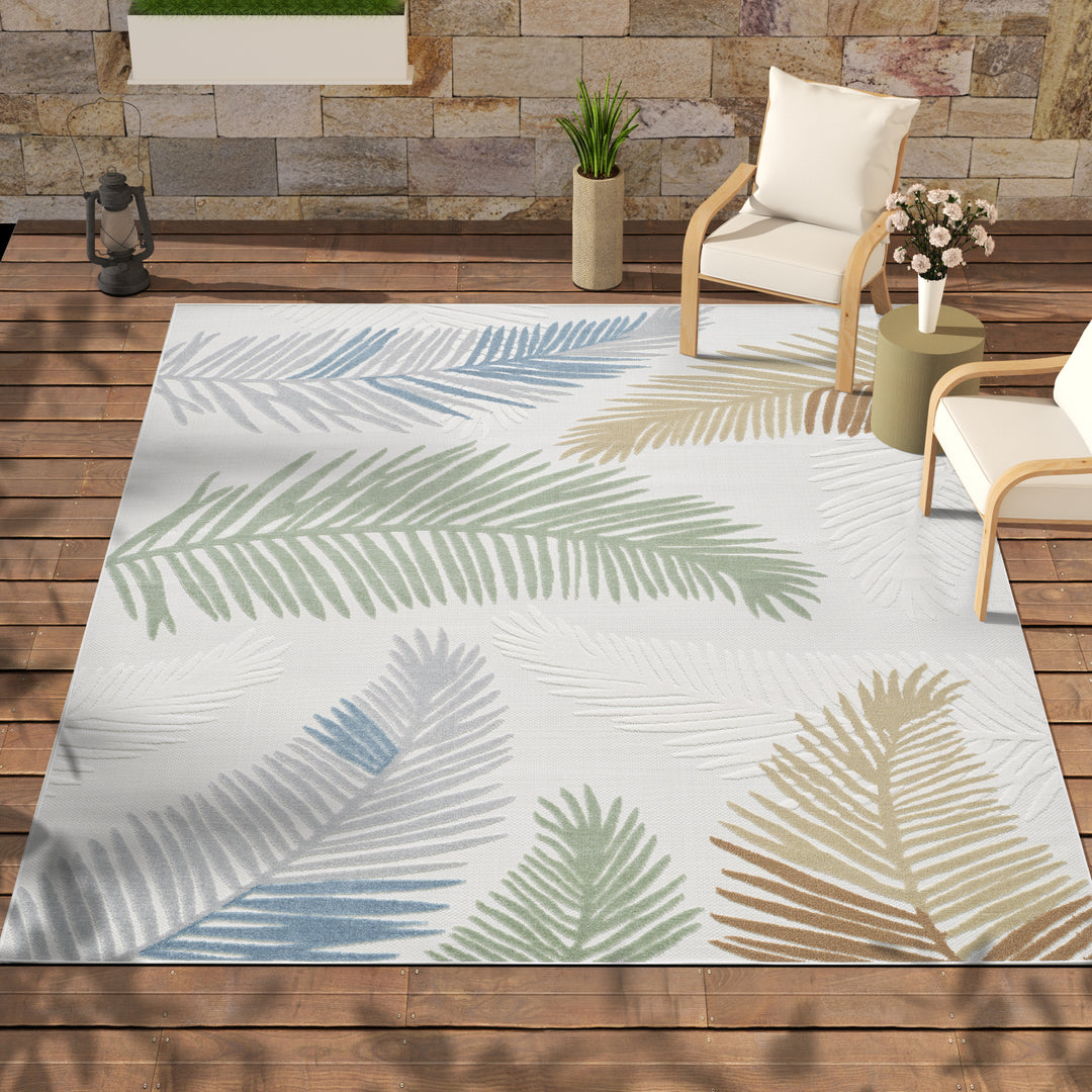 Elegant Palm Fronds Indoor/Outdoor Rug – Durable and Stylish Design #TO5001