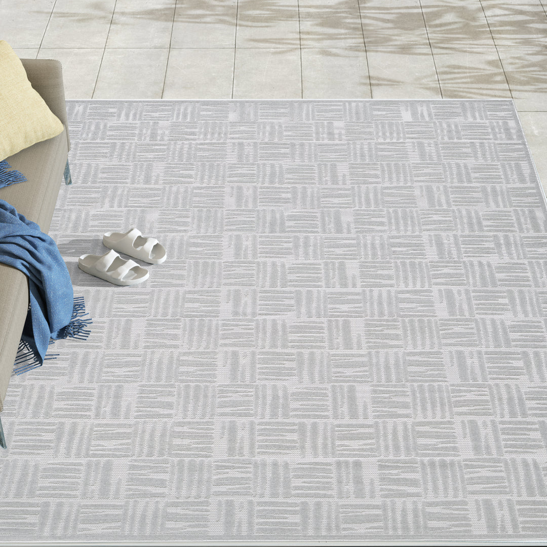 Green Textured Grid Pattern Indoor/Outdoor Carpet #TO3001