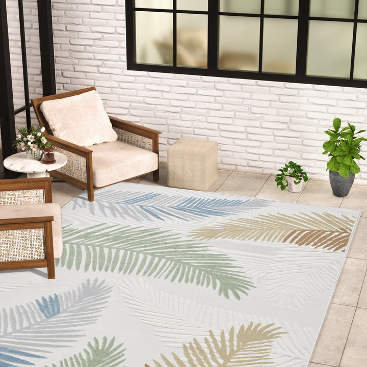 Elegant Palm Fronds Indoor/Outdoor Rug – Durable and Stylish Design #TO5001