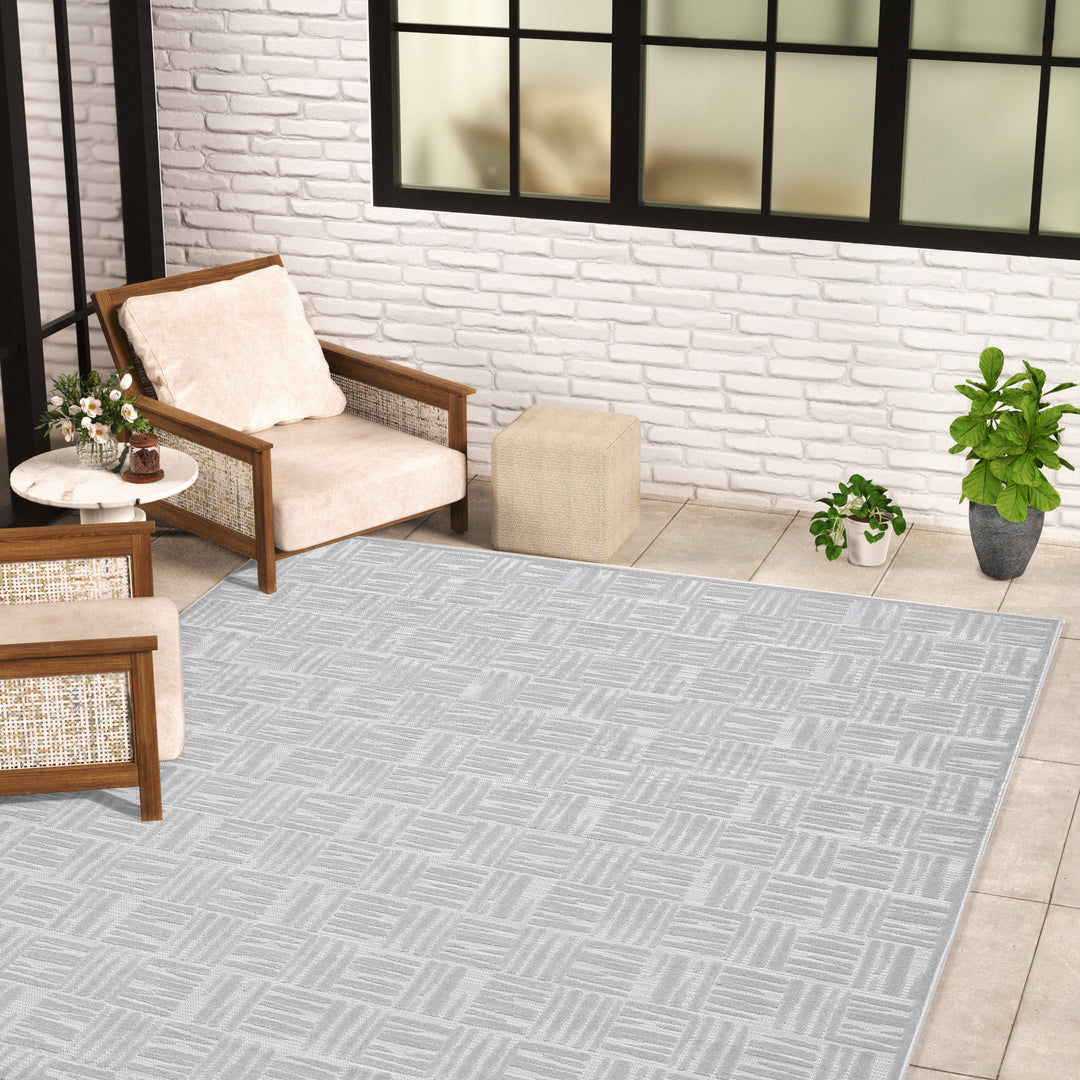 Green Textured Grid Pattern Indoor/Outdoor Carpet #TO3001