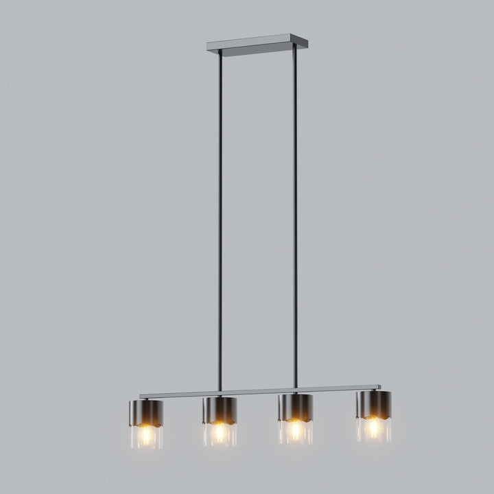 Glimmer 4-Light Metal And Glass Modern Linear Pendant Light With Adjustable Rod For Kitchen Island #29032