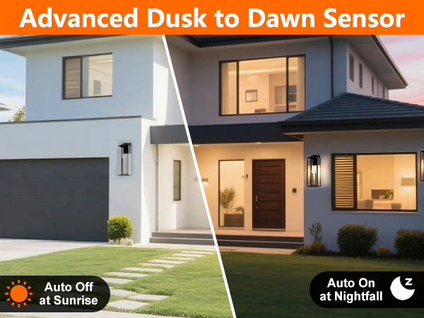 Harbor Black and Gold Base Outdoor Wall Light with Dusk to Dawn and Clear Tempered Glass #OW7102