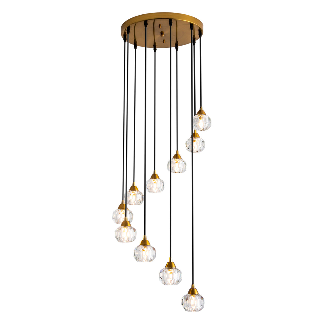 Maxax Light Golden Unique Tiered Chandelier With Crystal Accents #MX19053-10GD-P