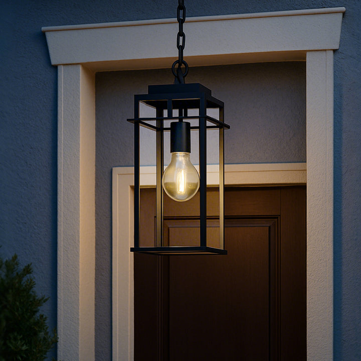 Solstice 1 - Light 15.8'' H Tempered Glass Outdoor Hanging Lantern #7073-1BK