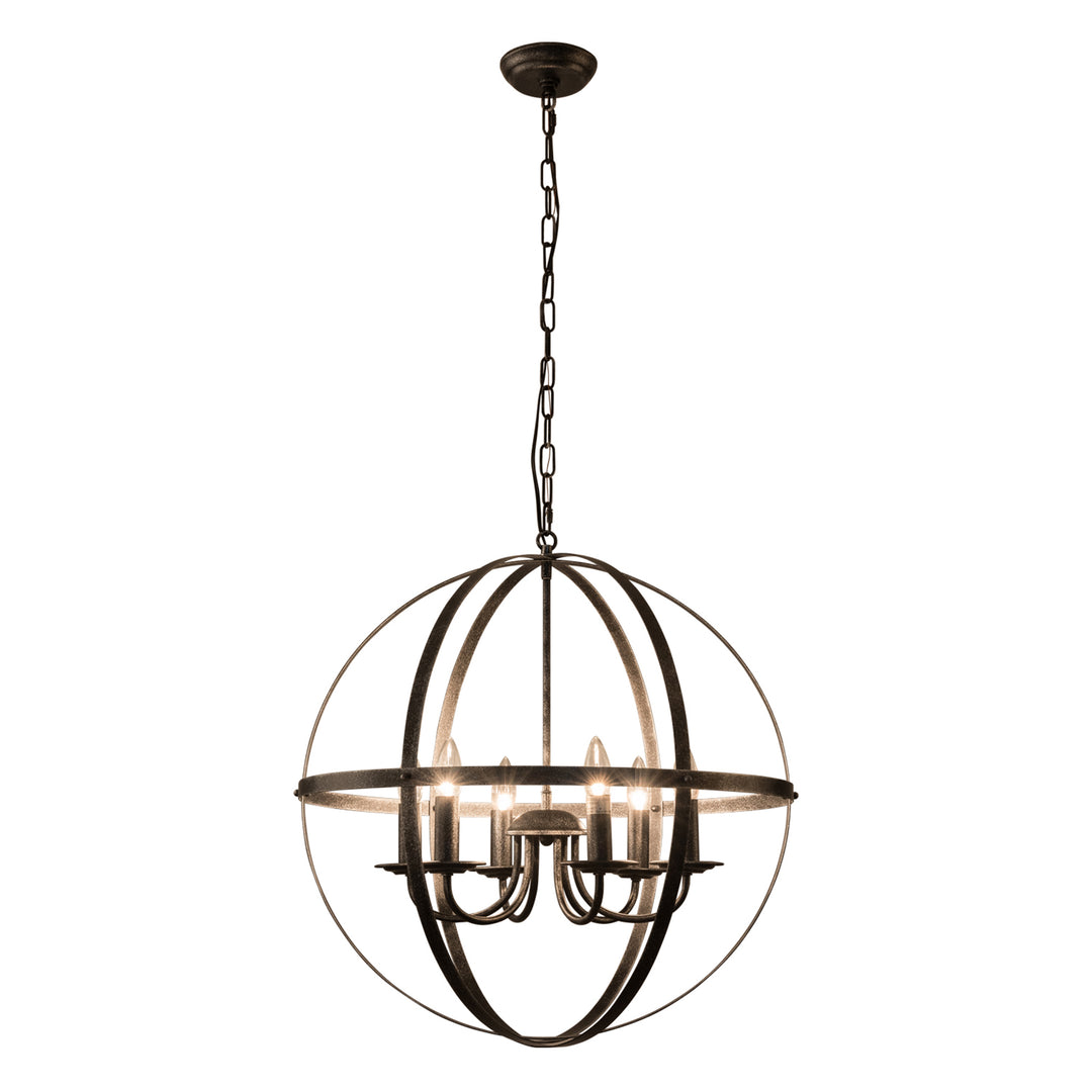 Maxax 6 - Light Statement Globe Chandelier With Wrought Iron Accent #MX18169