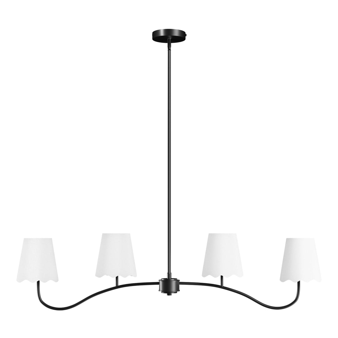 Twilight 4 - Light Electroplated Brass Iron & White Linen Shade Modern Kitchen Island Fixture Pendant Light #P39004