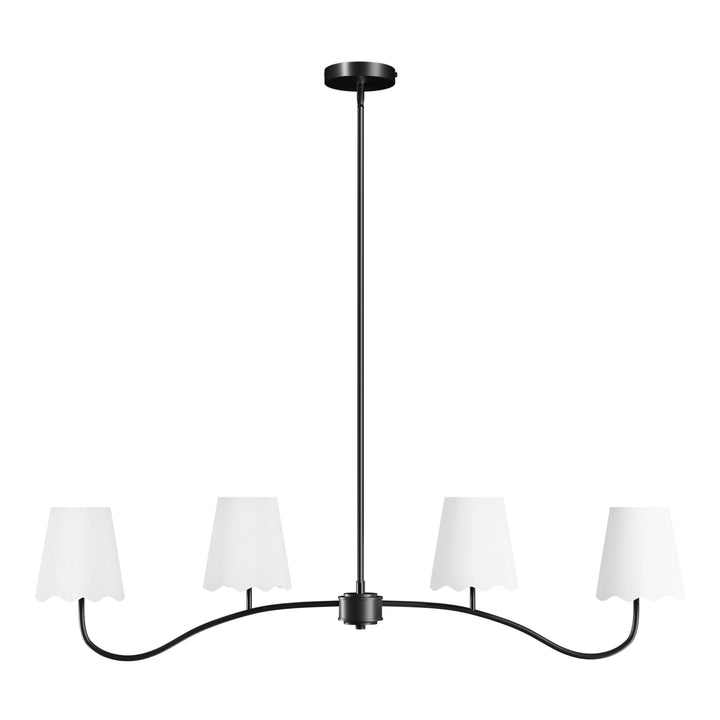 Twilight 4 - Light Electroplated Brass Iron & White Linen Shade Modern Kitchen Island Fixture Pendant Light #P39004