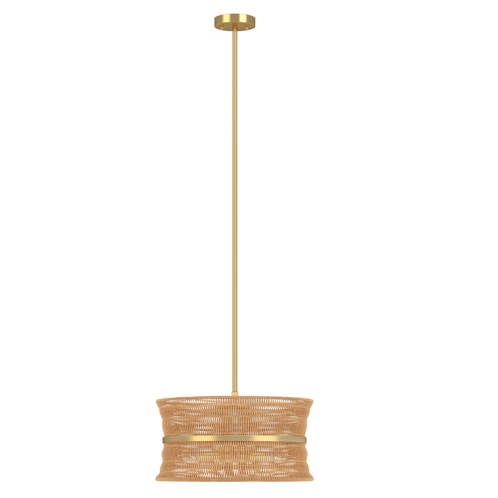 4-Light Rattan Shaded Drum Chandelier For Dinning Room #28026
