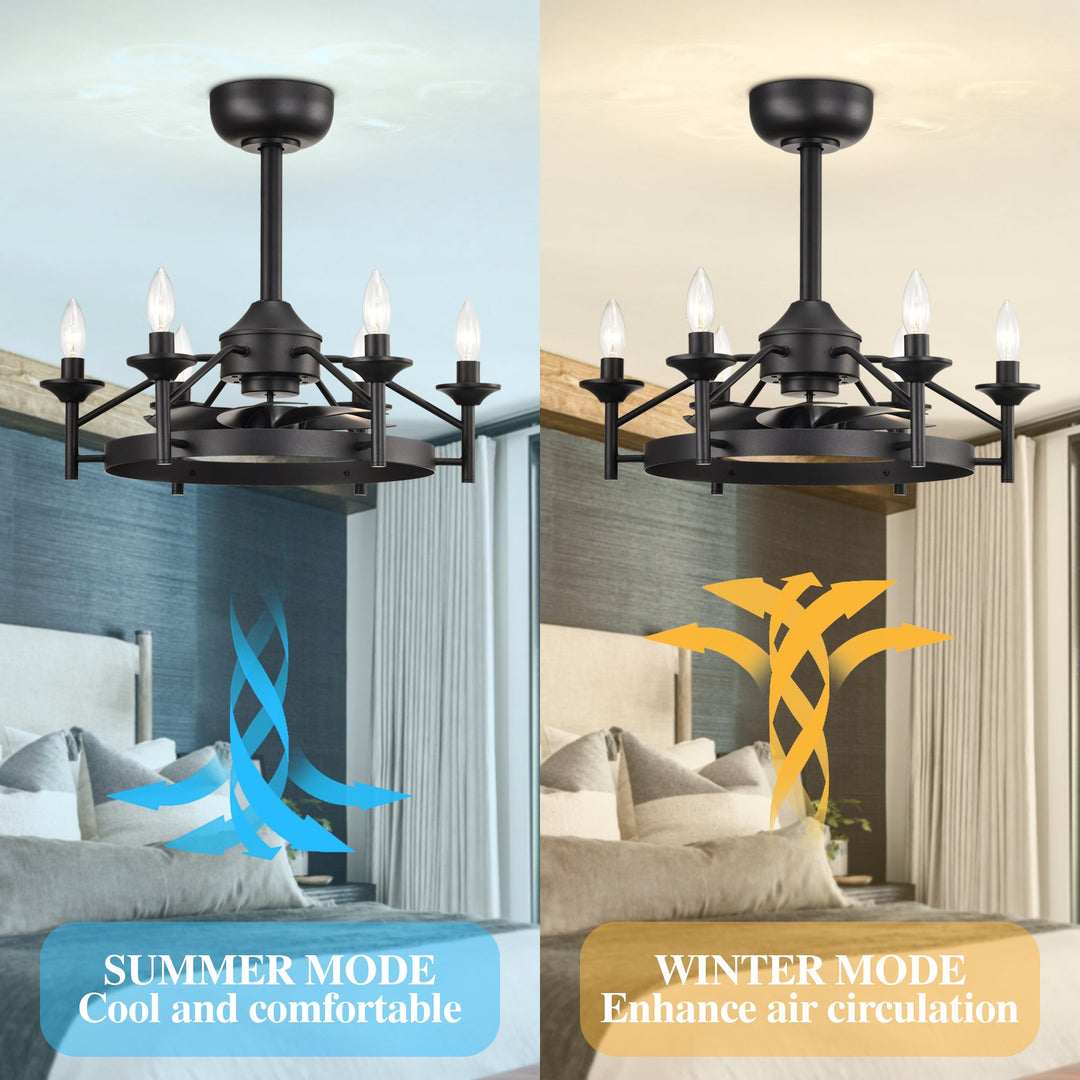Maxax Candlestick Ceiling Fan with Light, 21" Gold Vintage Ceiling Fan with Remote Control, 6 Speeds Reversible Timing Ceiling Fan for Bedroom, Living Room #26011